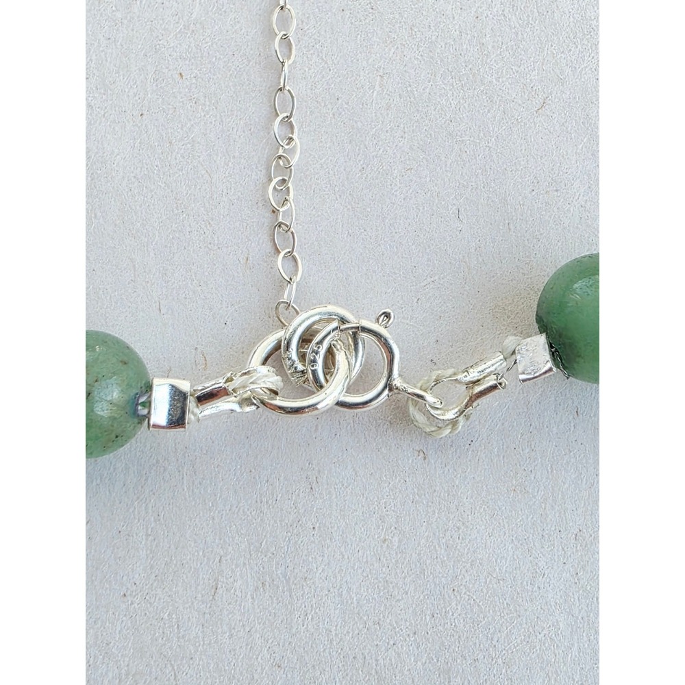 New Handmade Jade Aventurine Pearl Choker Necklace Sterling Silver 925 Green - Picture 4 of 6